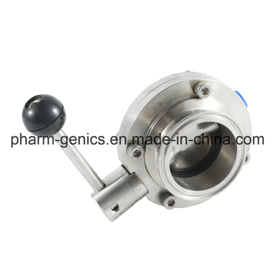 Sanitary Stainless Steel 304/316L Manual Control Butterfly Valve with Fine Adjustment, Clamp or Weld or Flange End
