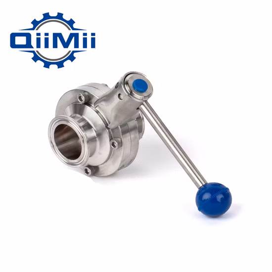 Sanitary Stainless Steel 304/316L Manual Control Butterfly Valve with Fine Adjustment, Clamp or Weld or Flange End