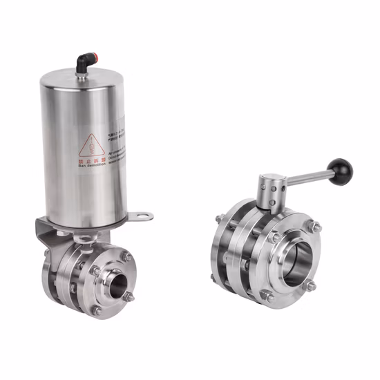 Stainless Steel 304 Sanitary Tri Clamp Pneumatic Ball Check Butterfly Valves with Control Head